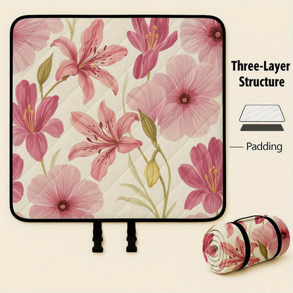 Large Padded Picnic Blanket with Roll-Up Carry Straps and Five Evidence-Bound Pattern Options