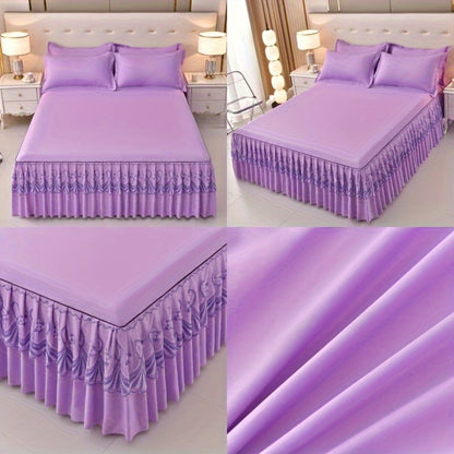Macrame Lace Bed Skirt Set 3pcs – Double Layer Non-Slip Bed Skirt with 2 Pillowcases All Seasons Twin Full Queen King