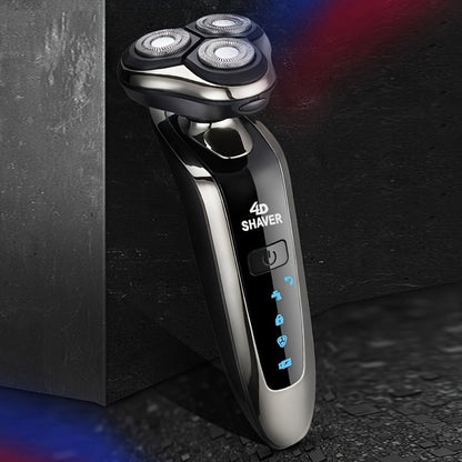 5-in-1 Rechargeable 3-Head Rotary Electric Razor with Detail Trimmer, Nose Trimmer and Cleaning Brush