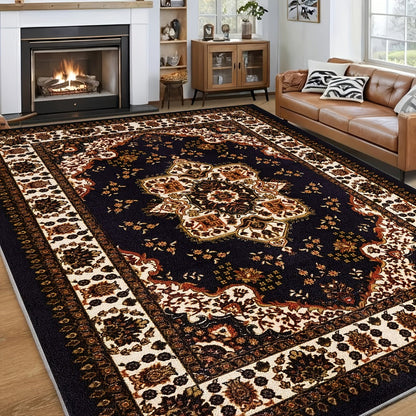 Large Area Rug for Living Room Bedroom – Soft Fluffy Persian Bohemian Style Floor Mat, Anti-Slip Backing, Machine Washable, Vintage Carpet for Modern & Traditional Decor, Multiple Sizes