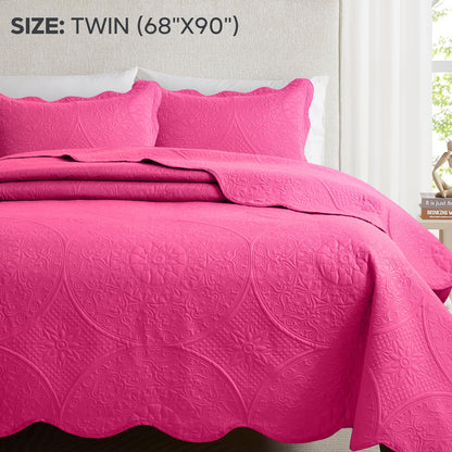 Quilted Bedspread Set 3 Piece – Soft Floral Coverlet with Pillow Shams, Lightweight Breathable Quilt for Bedroom & Guest Room, All Season Bed Cover