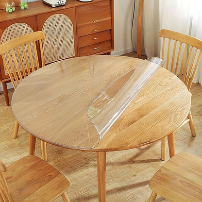 Round PVC Table Cover Clear Tablecloth 2MM Thick Scratch-Resistant Waterproof Table Protector for Dining Table Coffee Table Restaurant Outdoor