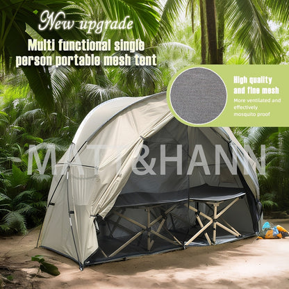 Camping Tent Single-Person Freestanding Bicycle Shelter with Mesh Panels, Polyester Body and Steel Poles