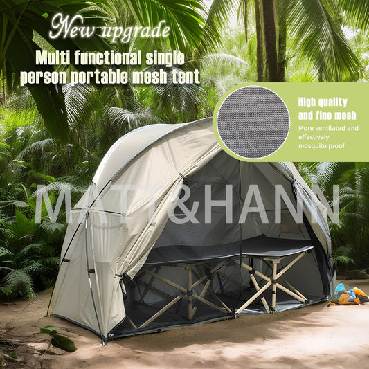 Camping Tent Single-Person Freestanding Bicycle Shelter with Mesh Panels, Polyester Body and Steel Poles