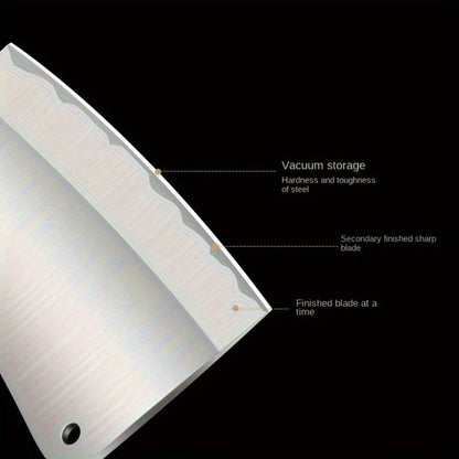 Extra-Thick 22 cm Blade Meat Cleaver with Hanging Hole, Broad Chopping Profile and Wood-Tone Handle