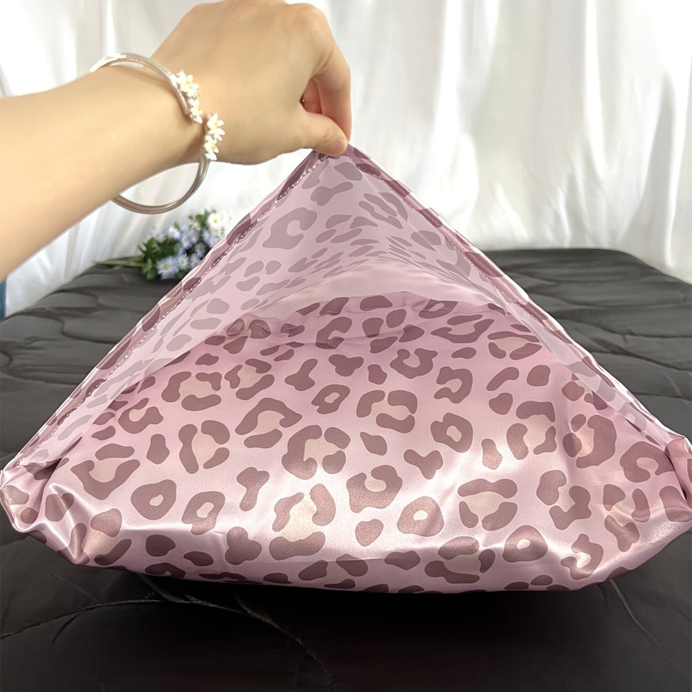 Four-Piece Leopard Print Pillowcase and Sleep Accessory Set with Three Exact Standard-Size Patterns