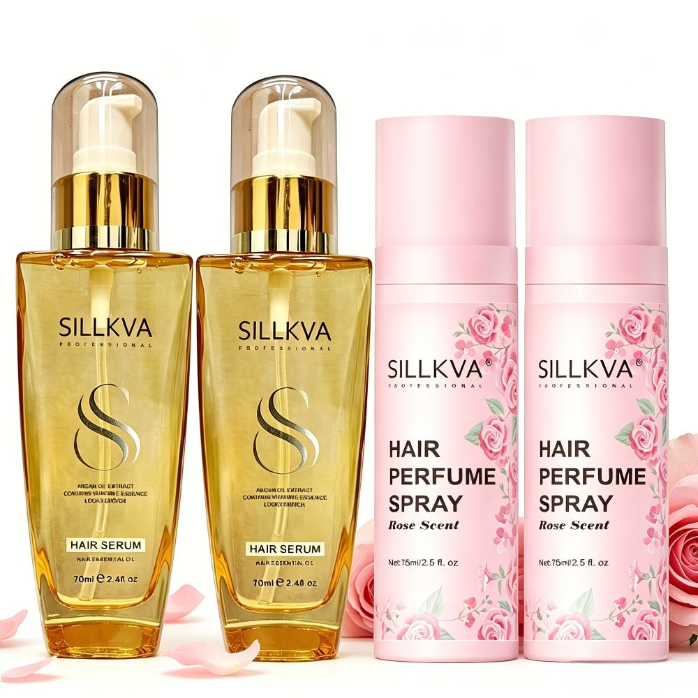 Argan Hair Oil and Rose Fragrance Spray Two-Piece Set with One- or Two-Set Checkout Options