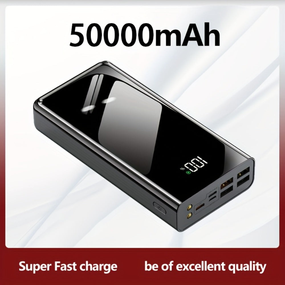50000mAh Portable Charger Power Bank with LED Flashlight, Digital Display & Multi-Port Fast Charging – Heavy-Duty Battery Pack for Camping, Travel, Emergency, Laptops & Multiple Devices, Black/Red