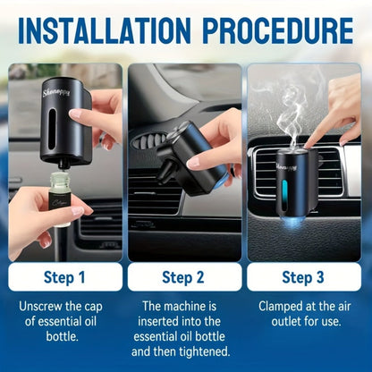 Waterless Car Air Freshener Diffuser Vent Clip USB Charging – 3 Intensity Levels, Lasts 45 Days, 3 or 6 Perfume Bottles, Portable Scent Diffuser for Car Home Office, Blue Red Grey Cologne Luxury CC