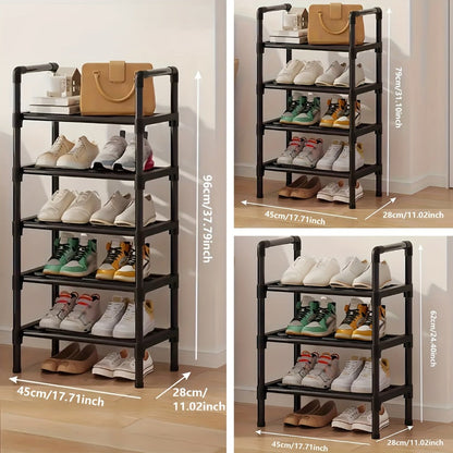 Black Multi-Tier Shoe Rack in 3 to 8-Tier Options, 23.62 Inch Wide for Entryways and Closets