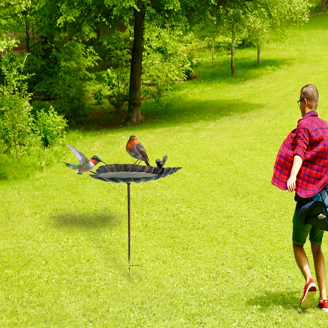 Bird Bath Metal Stake | Rust-Proof Cast Iron Garden Yard Lawn Patio