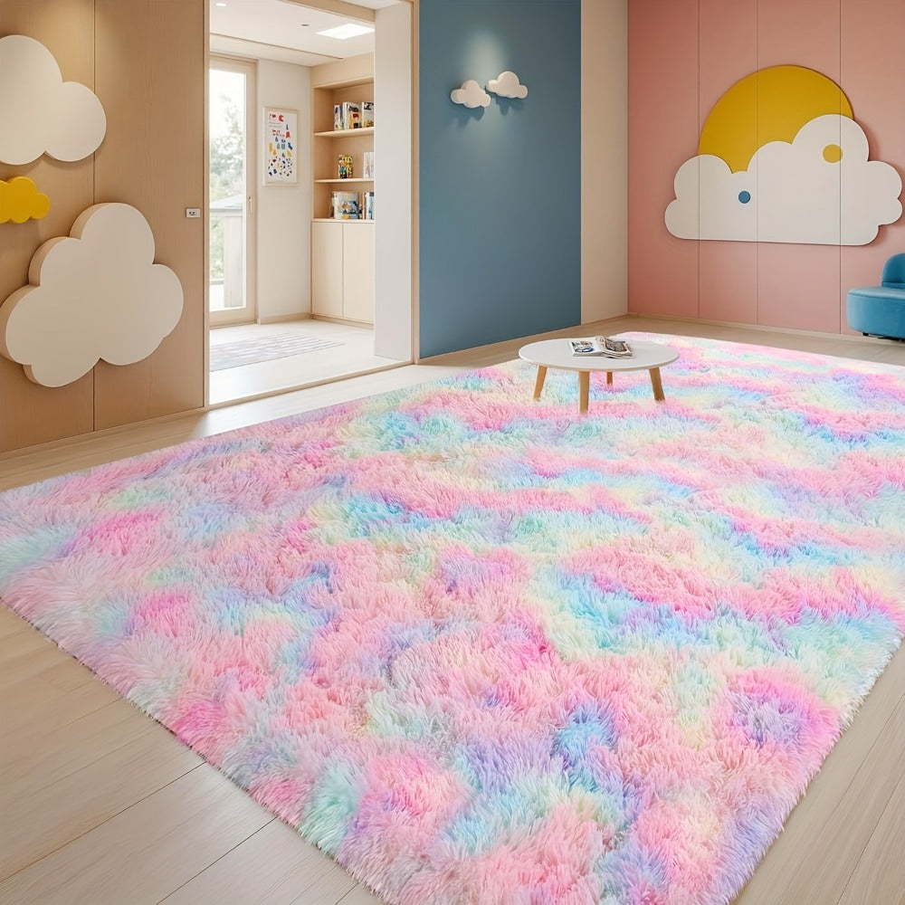 Area Rug 8x10 Plush Shag with 1.7-Inch Pile and Nine Machine-Washable Colors for Living Spaces