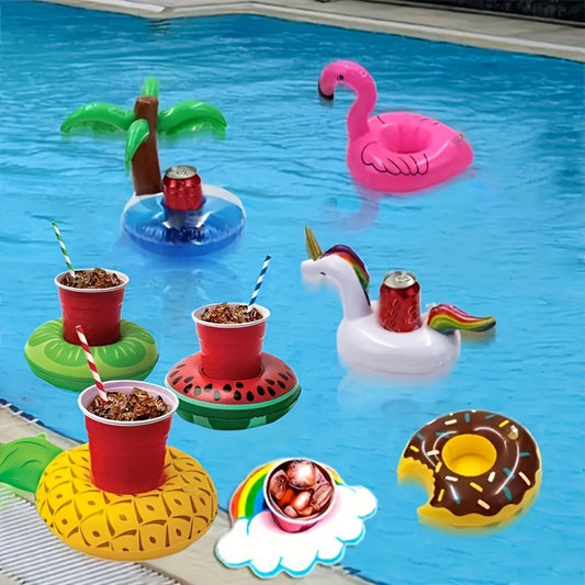 Floating Pool Drink Holders 15 Pack – Flamingo Inflatable Cup Coasters for Beer Cans, Water Bottles & Beverages | Pool Party Accessories for Swimming Pool Hot Tub Lake Beach, Color Mixture