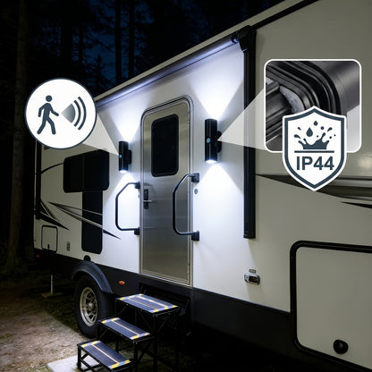 Motion Sensor Wall Lights 4-Pack – Rechargeable Magnetic Dual-Head LED Night Light, RGB & Tri-Color, Wireless for RV, Bedroom, Stairs, Cabinet & Closet