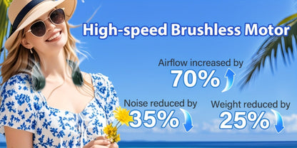 Loop-Style Neck Fan in Ten Single or Paired Color Checkouts with Five-Speed Control and USB Charging
