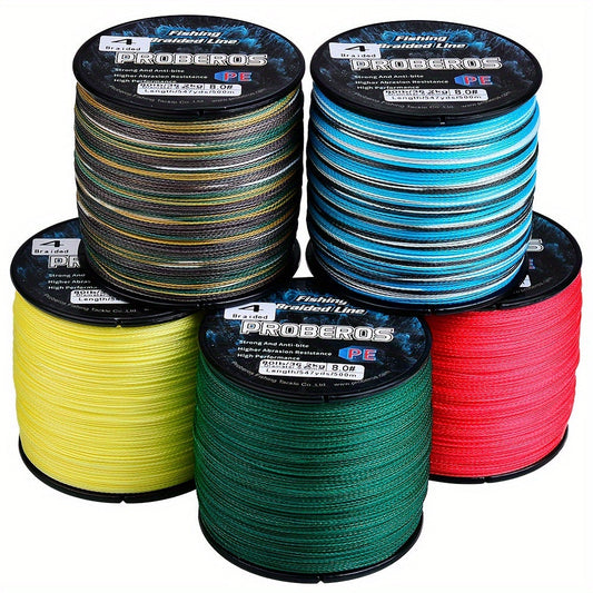 Braided Fishing Line 4 Strand 500M/547Yds - Abrasion Resistant Zero Stretch Superline 6LB-80LB, Multi-Color, Gray/Green/Camo