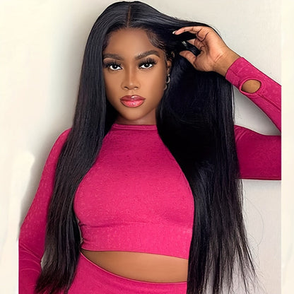 Lace Front Wig Straight Human Hair, 8-38 Inch Natural Color with 13x4 HD Front and 200% Density