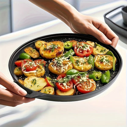 Pre-Seasoned Cast Iron Pan Set - Non-Stick Multifunctional Skillet for Pizza Home Kitchen Outdoor Cooking