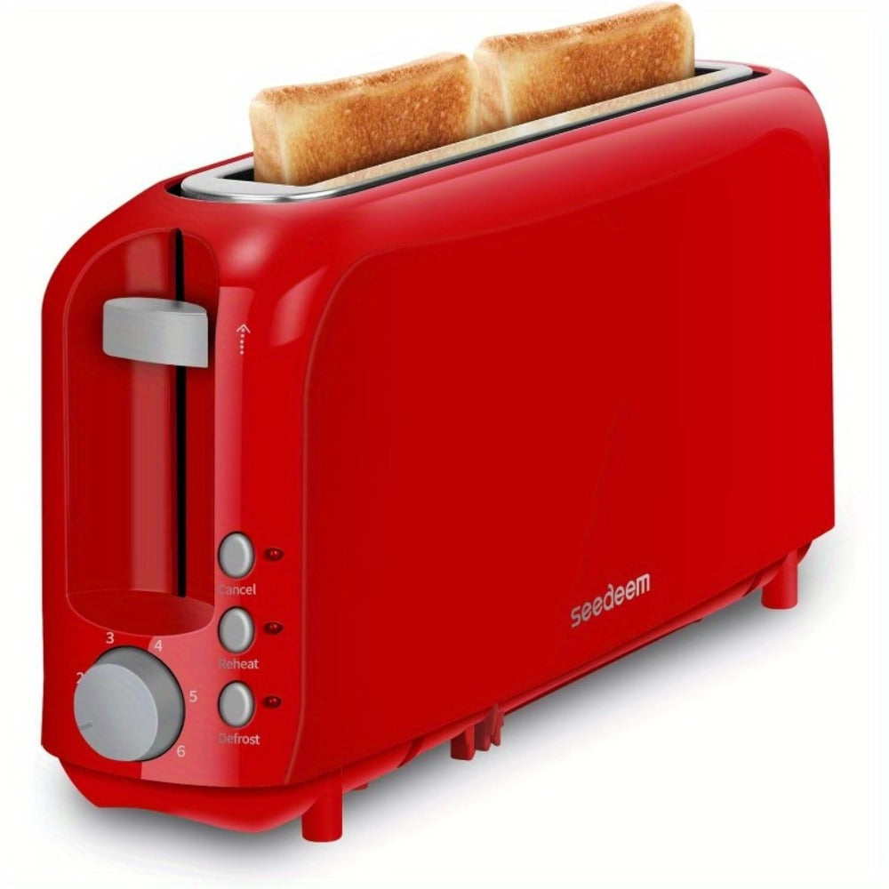 Slim Toaster 2-Slice – SEEDEEM 6-Setting Shade Control, Cancel, Reheat & Defrost, Removable Crumb Tray, 750W Compact Fits-Anywhere Design for Bread, Waffles & Bagels, 6 Colors Available