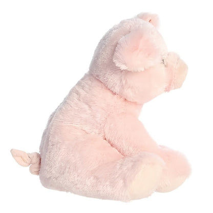Stuffed Animal Pink Pig with Big Eyes, Curled Tail and Pillow-Style Body for Nursery or Sofa Decor