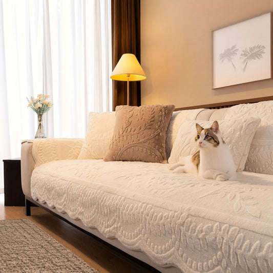 Sofa Cover Quilted Plush-Texture Panels in 35.5-Inch Width for 1 to 4 Seats, Backrest or Armrest