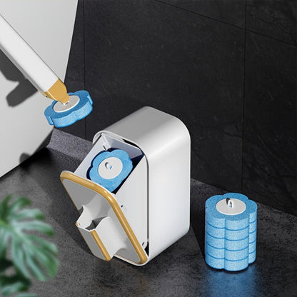 Wall-Mounted Toilet Brush Set with Eight Disposable Heads in White or Grey Checkout Color Options