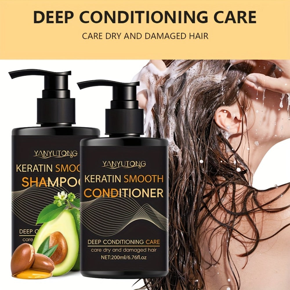 Keratin Smooth Shampoo and Conditioner in 200mL Pump Bottles with Duo, Shampoo-Only or Conditioner-Only Options