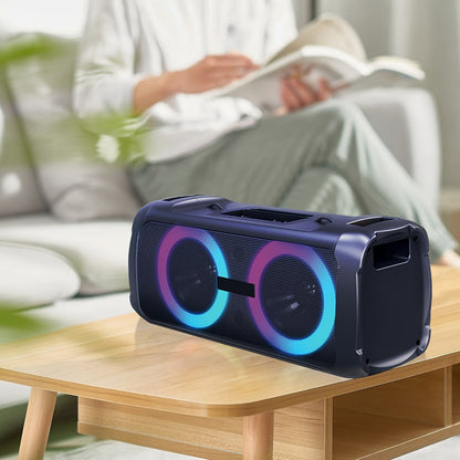 Portable Bluetooth Speaker Large Party Model with Dual 6.5-Inch Woofers, TWS, LED Rings and 5-Hour Battery