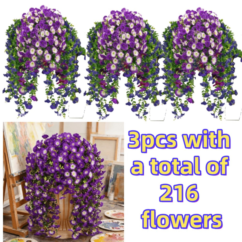 Three-Piece Artificial Rose Vine Garland with 216 Listed Flowers in Twelve Exact Color Combinations
