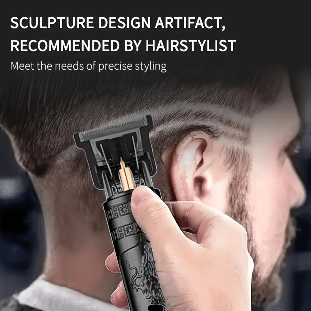 Adjustable Alloy Blade Hair Clipper Set for Men — USB Rechargeable Cordless Trimmer for Home, Salon & Travel, Gift Box Edition for Husband Boyfriend Father, Rose Red Golden Classic Styles