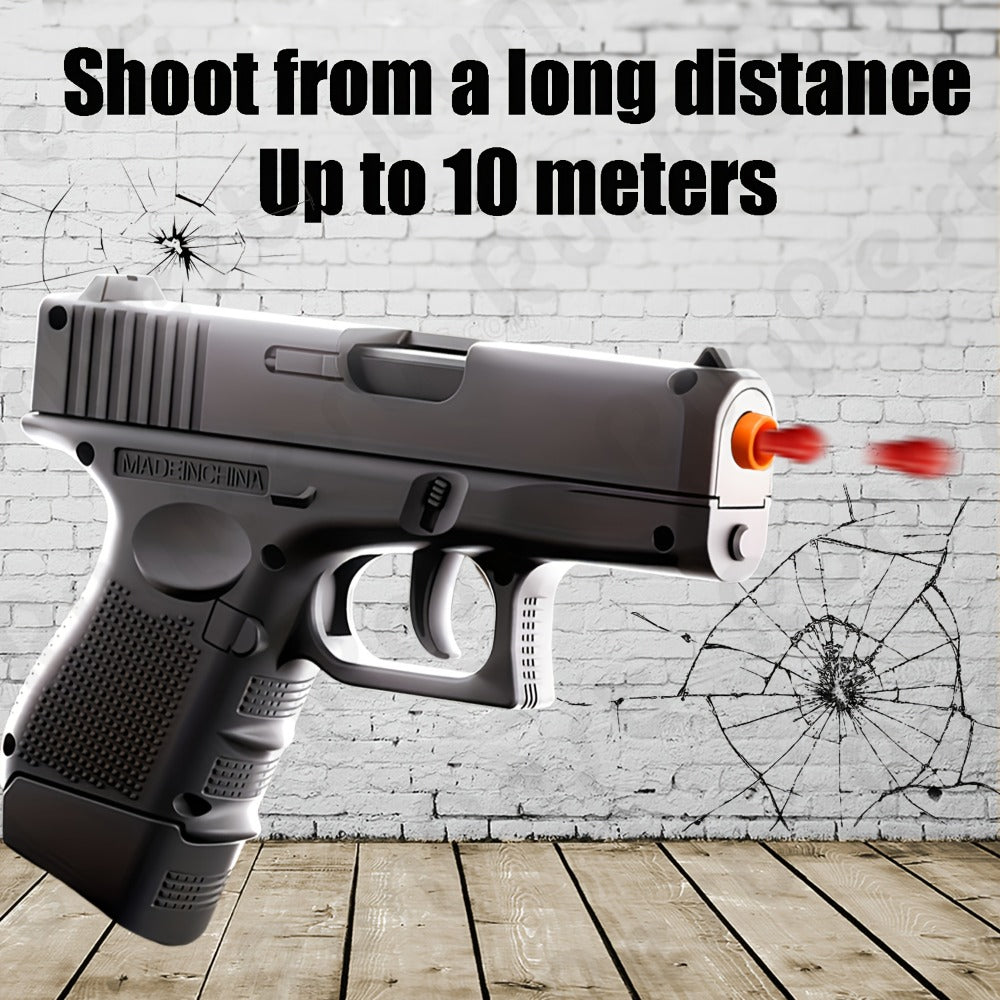 Compact Black Toy Foam-Dart Blaster with Orange Tip, Two Magazines, 12 Shells and 100 Darts