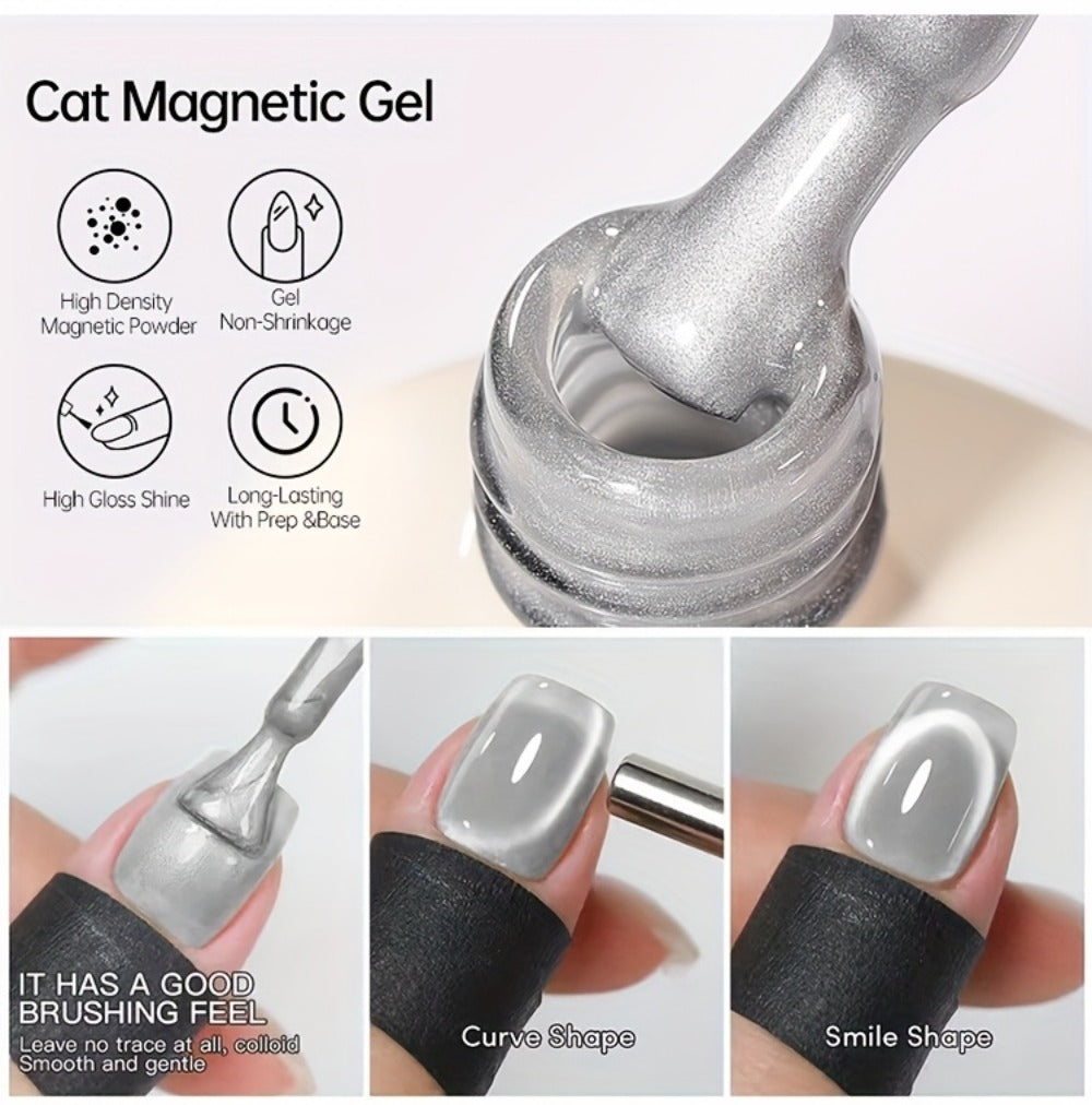 15ml CA14 Cat Eye Gel Polish in Plum Bordeaux with Magnetic Color Effect and UV/LED Lamp Curing Label