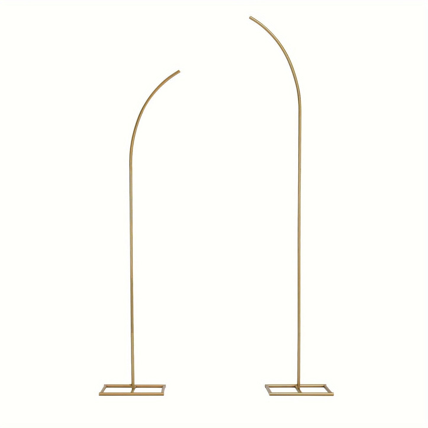 Balloon Arch Stand Set of 2 - Metal Gold Curved Top Wedding Arch Frame 6Ft & 8Ft, Backdrop Stand for Wedding Ceremony Birthday Baby Shower Bridal Anniversary Party Floral Decoration