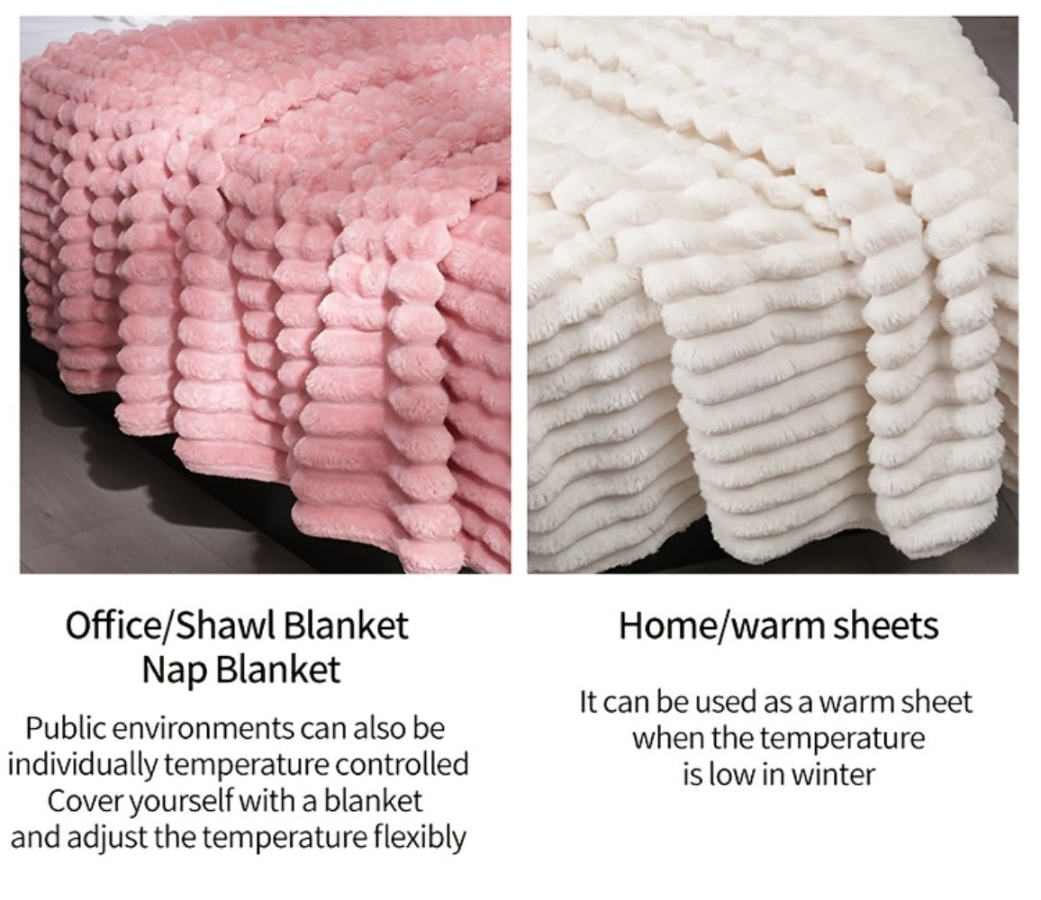 500gsm Heavy Plush Blanket – Ultra Thick Soft Warm Fluffy Blanket for Bed, Sofa & Travel, Baby to Double Size, 5 Colors