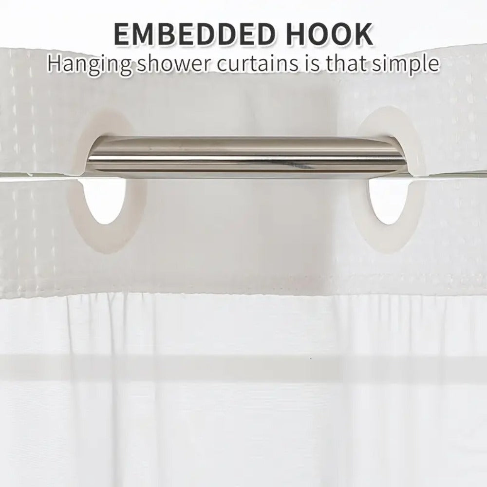 Hookless Waffle Shower Curtain with Snap-In Liner, Sheer Top Window, Four Colors and 74 x 71-Inch Size