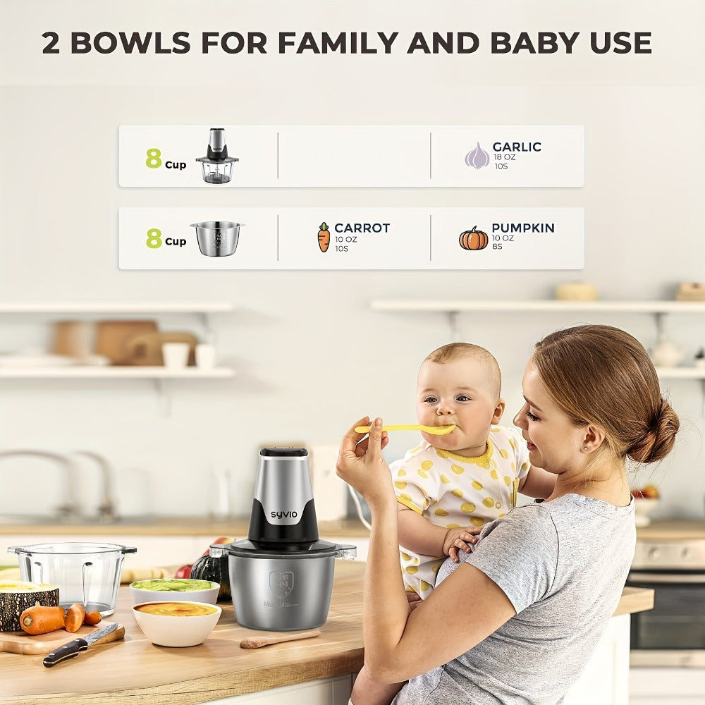 Mini Food Processor with Compact Motor Head, Two-Speed Top Control and Three Bowl-and-Blade Set Options