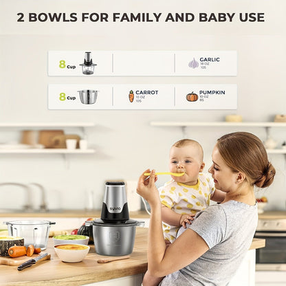 Mini Food Processor with Compact Motor Head, Two-Speed Top Control and Three Bowl-and-Blade Set Options