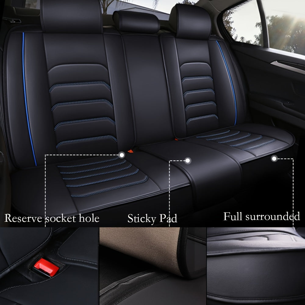 Car Seat Covers 5-Seat Faux Leather Set with Foam Padding and Optional Matching Pillow Pieces