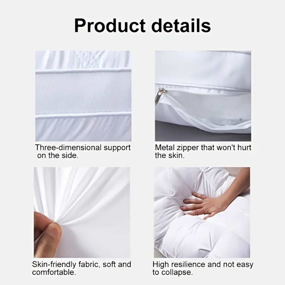 Pillow Set in 2 or 4 Pieces with Quilted Square Profile, Polyester Fill and White or Gray Covers