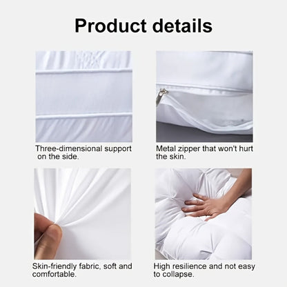Pillow Set in 2 or 4 Pieces with Quilted Square Profile, Polyester Fill and White or Gray Covers