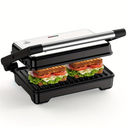 Panini Press Sandwich Maker 1200W – 4-Slice Non-Stick Grill with 180° Opening Adjustable Temperature 120–428°F & Removable Drip Tray | Electric Contact Grill for Sandwiches Steaks Burgers Indoor Use