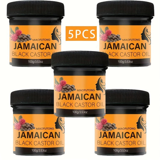 Black Castor Oil Hair Milk 5pcs — 100% Jamaica Pure Cold-Pressed Castor Oil Leave-In Moisturizer for Curly, Coily & Textured Hair | Deep Hydration, Frizz Control, Split End Prevention & Curl Definition