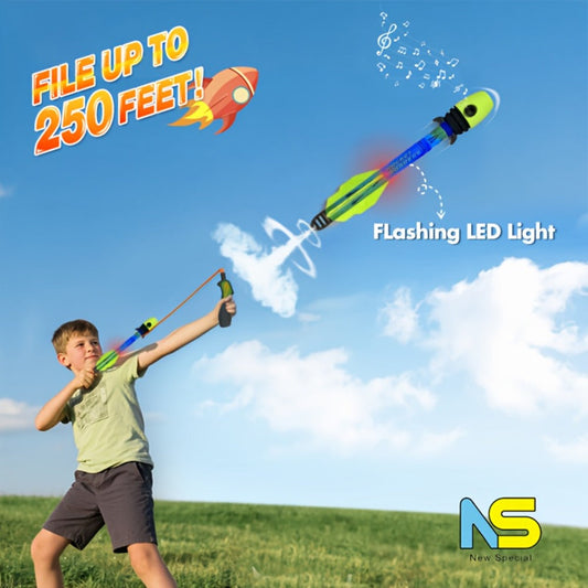LED Rocket Launcher Toy for Kids – Soars Up to 250 Feet, Flashing LED Light Foam Rocket Slingshot Ejection Outdoor Night Game for Boys Girls Ages 3+, Birthday Gift (1 or 2 Set)