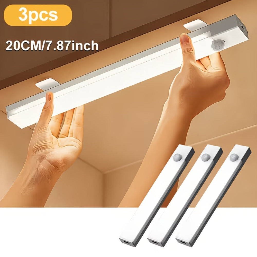 Night Light Motion Sensor LED Bar with USB Rechargeable 400mAh Battery, Three Brightness Levels and Six Size-Pack Options
