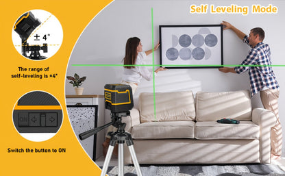 Yellow-and-Black Cross-Line Laser Level Set with Silver Tripod and Single Style Checkout Pictured