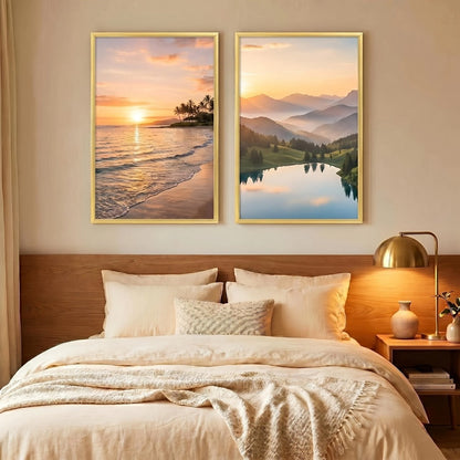 16x24 Picture Frame Set of 3, Poster Frames 16 x 24 Inch with Scratch-Proof Cover, Slide-In Assembly, Horizontal & Vertical Wall Mount Display - Black, Gold, Natural