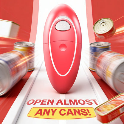 Cordless One-Touch Can Opener with Oval Body in Gray-Red, Black or White-Red Color Options