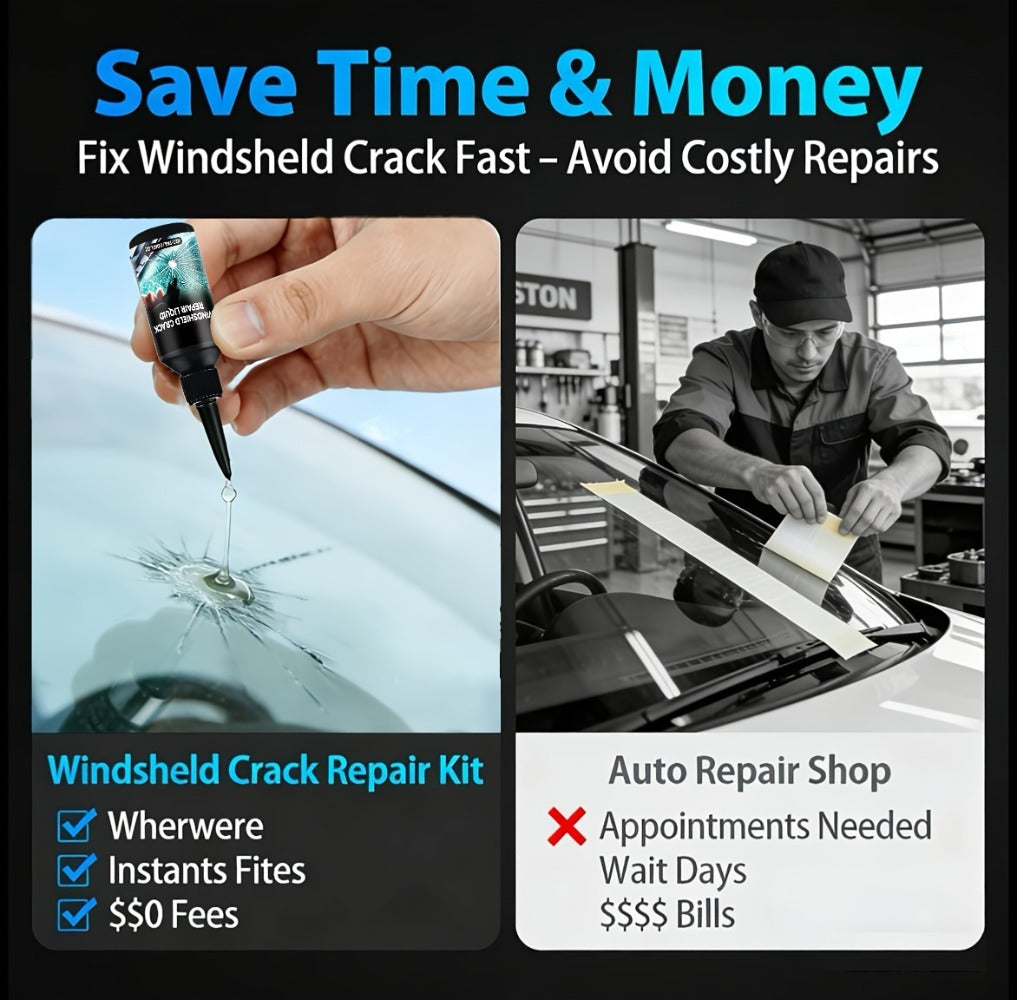 Windshield Repair Kit – Nano Resin Fix for Chips, Bullseye & Star Cracks in 15 Minutes, DIY Glass Crack Repair with Suction Injector, Restores Optical Clarity, Prevents Spreading