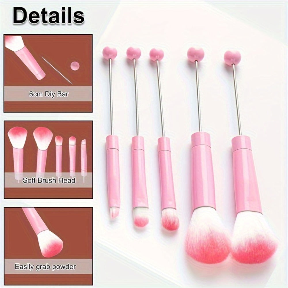 Makeup Brush Set, 10-Piece Bead-Ready ABS Handle Collection with Polyester Bristles and Eleven Color Options
