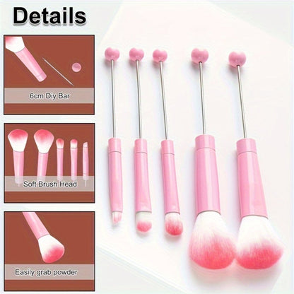 Makeup Brush Set, 10-Piece Bead-Ready ABS Handle Collection with Polyester Bristles and Eleven Color Options